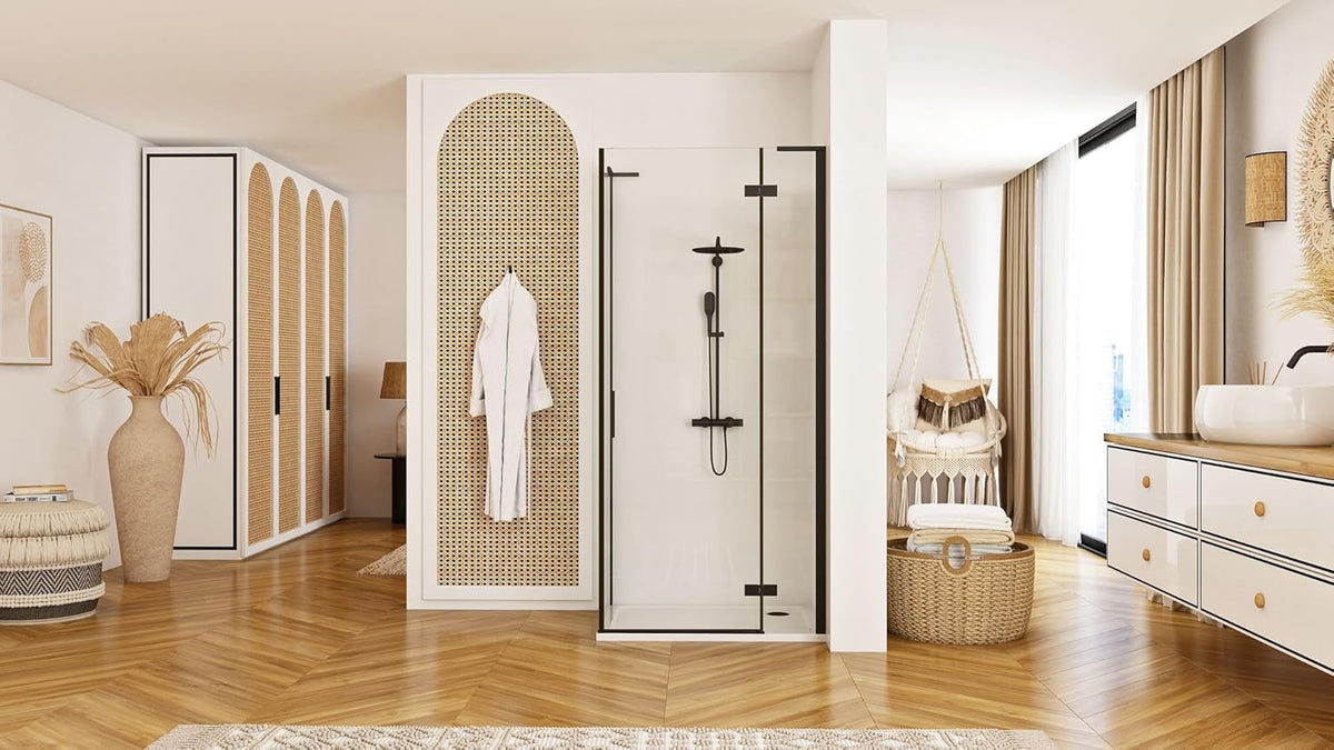 Douchecabine – Douchecabine Zonder Douchebak – Douchehoek – Douchecabine Met Deur – Vierkante Douchecabine – 90x90 cm – Veiligheidsglas 6 mm – Mat Zwart Frame