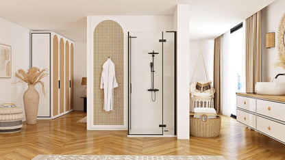 Douchecabine – Douchecabine Zonder Douchebak – Douchehoek – Douchecabine Met Deur – Vierkante Douchecabine – 90x90 cm – Veiligheidsglas 6 mm – Mat Zwart Frame