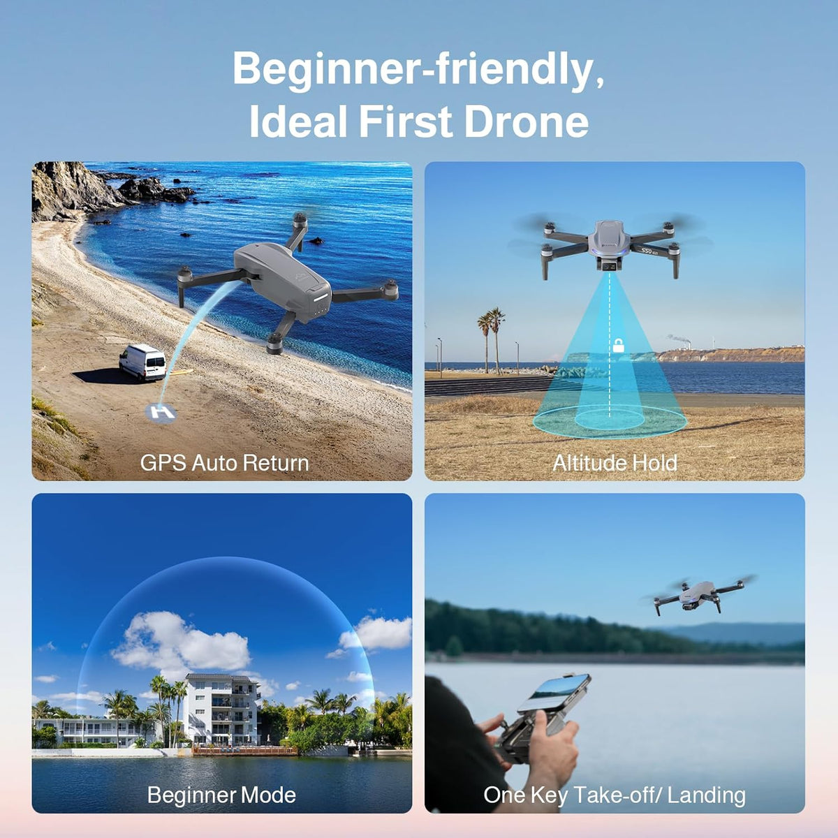Ameta Drone met Camera 4K Professional met GPS, S50 Lite FPV Drone voor Kinderen en Volwassenen met Automatische Terugkeer/ 50 Minuten Vliegtijd/Follow Me/Intelligente Modus, Minder dan 249 g