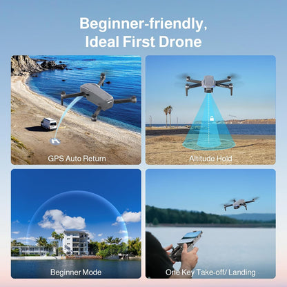 Ameta Drone met Camera 4K Professional met GPS, S50 Lite FPV Drone voor Kinderen en Volwassenen met Automatische Terugkeer/ 50 Minuten Vliegtijd/Follow Me/Intelligente Modus, Minder dan 249 g