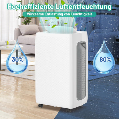 Luchtontvochtiger, 26 l/dag, kamerontvochtiger met 3 bedrijfsmodi, digitaal display, afvoerslang en afneembare watertank, ontdooifunctie, 24-uurs timer, stille ontvochtiger, elektrisch voor