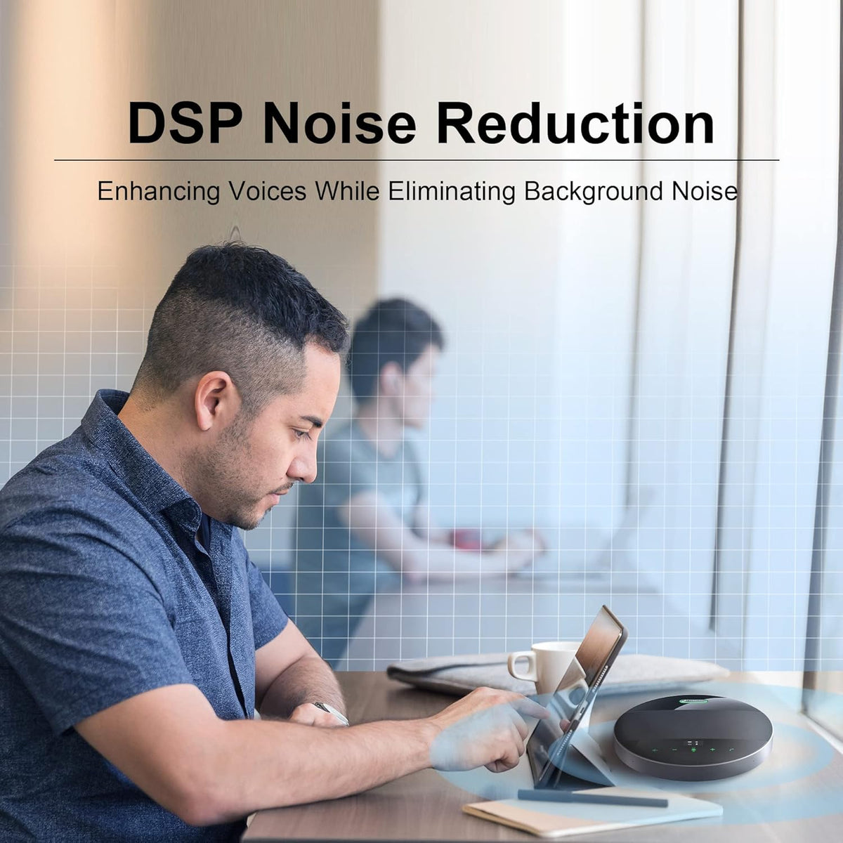 Conferentie Luidspreker en microfoon TONGVEO Bluetooth Draadloze Luidspreker AI Ruisonderdrukking, voor vergaderruimte Video Skype Call Home Office, 360º Luid en Clear Voice Pickup