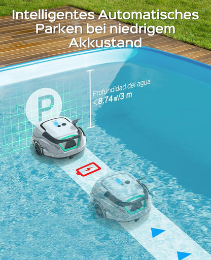WYBOT A1 zwembadrobot (2025 upgrade), looptijd tot 120 minuten, draadloos met dubbel filter en zwembadrobot-accu, zwembadrobot voor opbouwzwembad tot 100 m² (parelwit groen)