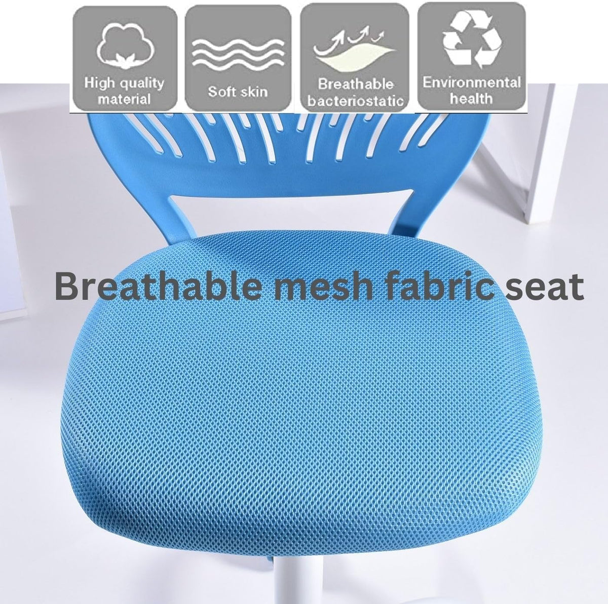 FurnitureR 2 stuks Home Office Chair, Ergonomische Verstelbare Hoogte Swivel Rolling, Computerstoel voor Thuis, Kantoor en Studie, Metaal, Blauw Turquoise, 38,5 cm x 40 cm x 75-87 cm