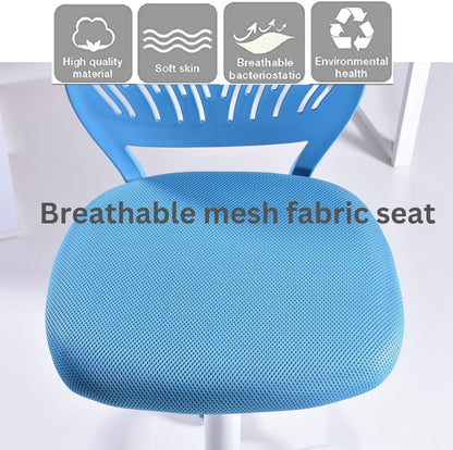 FurnitureR 2 stuks Home Office Chair, Ergonomische Verstelbare Hoogte Swivel Rolling, Computerstoel voor Thuis, Kantoor en Studie, Metaal, Blauw Turquoise, 38,5 cm x 40 cm x 75-87 cm