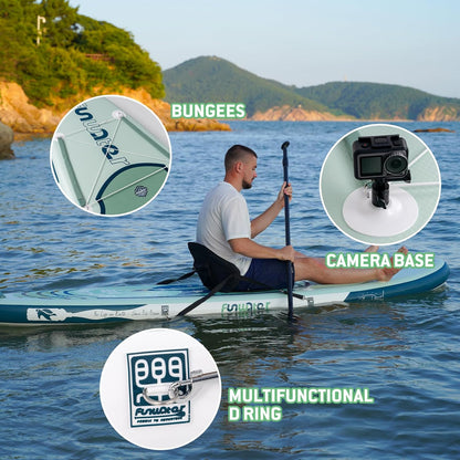 FunWater Stand Up Paddle Board 320 cm & 350 cm – SUP voor 2 personen/gezinnen, met complete accessoires, dubbellaags PVC, beginnersvriendelijk, Opblaasbaar Paddle Board voor volwassenen & beginners