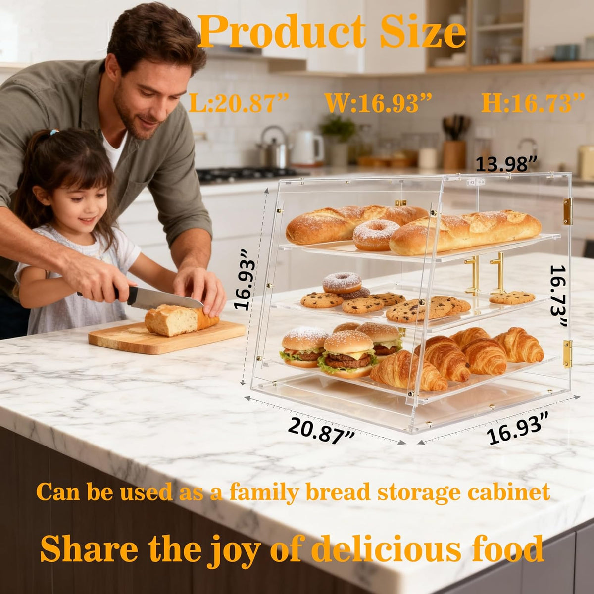 Commerciële Countertop Bakkerij Vitrine met Achterkant Magnetische Deuren, 20 "x 17" x 16.7" Gebak Vitrine Voedsel Vitrinekast voor Cake Donut