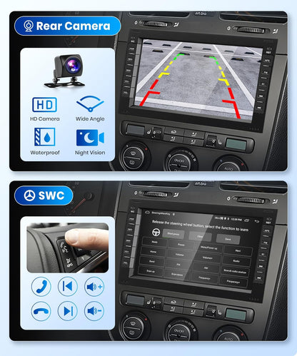 2G + 64G: podofo 7 inch 2 Din autoradio voor VW T5 Golf 4 Bora Polo MK5 Passat B5 Jetta Peugeot 307 Draadloze Android Auto Carplay met Bluetooth wifi/Navi FM/RDS/Airplay + AHD/CANBUS