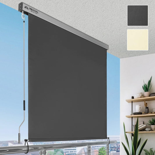 Sol Royal MS5 Tuinzijluifel 160x250 cm Rolgordijn voor buiten – Duurzame Privacybescherming Verwijderbaar Handvat Waterdichte Zonwering Hand Verticaal Zonnescherm voor Terras Balkon Tuin Antraciet