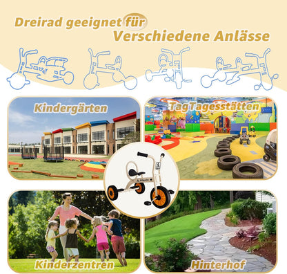 Kinderdriewieler, voorschoolse driewieler met koolstofstalen frame, 85 cm x 65 cm, rood, draagvermogen 220 lb, beige-wit