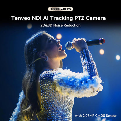 TEVO-VX20A-N-EU Tenveo NDI PTZ-camera met KI- menselijk & gezichtsauto-tracking, 20x optische zoom, 3G-SDI/HDMI/USB3.0/LAN(PoE) live streaming met Tally-licht & IP-display, voor live streaming