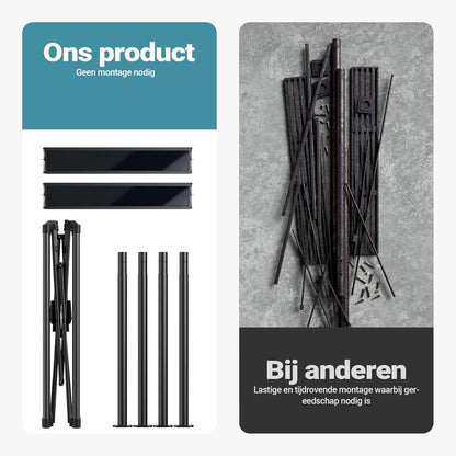 Wiltec BBQ-paviljoen barbeque grillpaviljoen rookafvoer met 2 platen, 2,45 x 1,52 m grijs