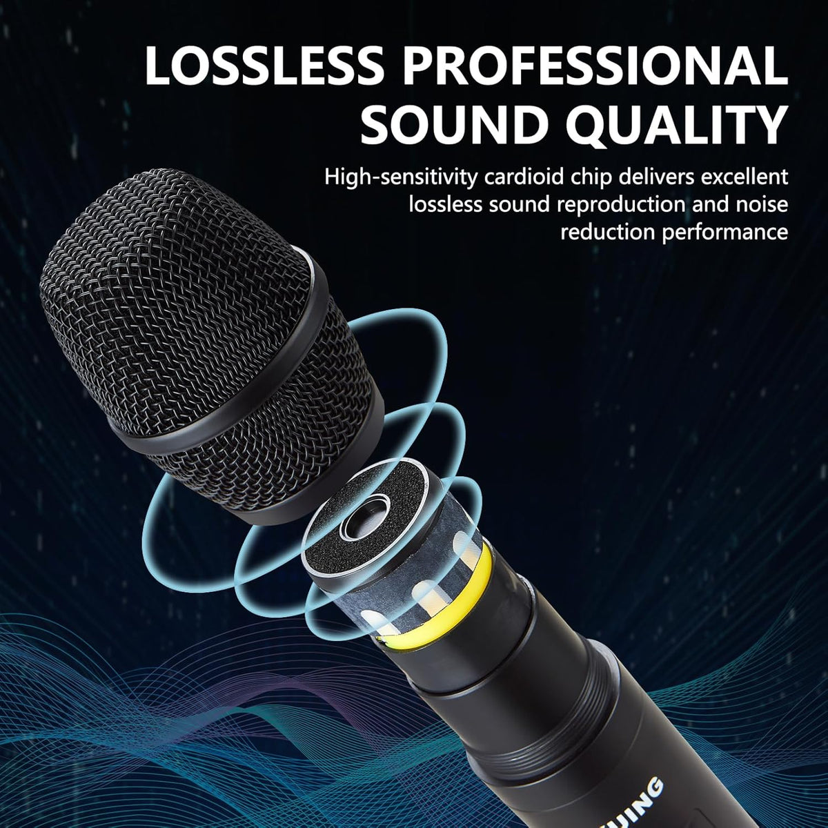 Set van 4 draadloze handmicrofoons – Microfoonset – Karaoke microfoons – UHF microfoons – Draadloze microfoonset – 4 x 50 instelbare frequenties – Bereik tot 100 m