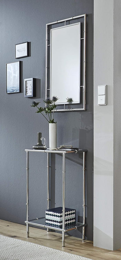 HAKU Console chroom, Metaal, veiligheidsglas - Maat: B 50 cm x H 75 cm x D 25 cm, Stijl: Modern