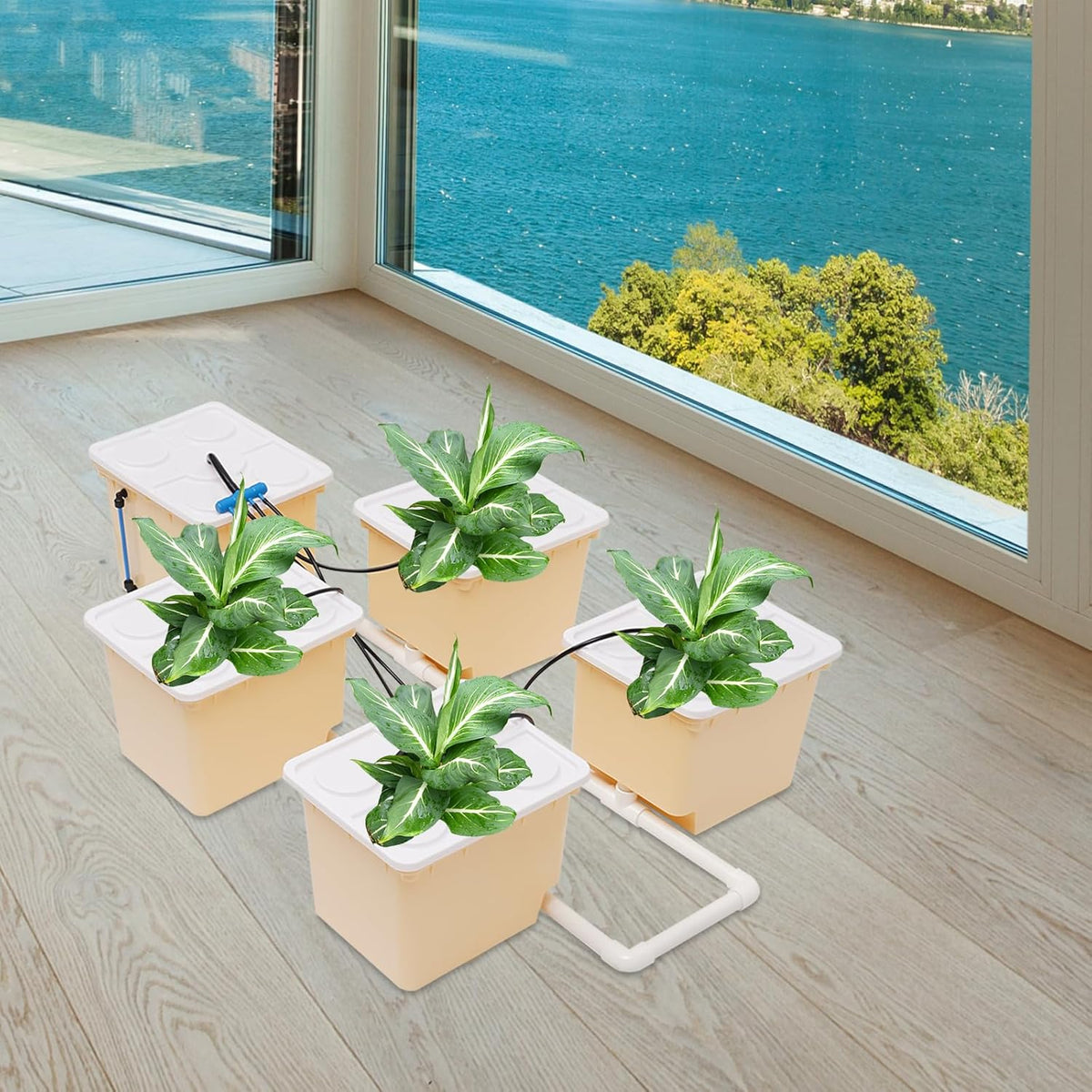 OUKANING Indoor and Outdoor Hydroponic Grow System, 11 Litres, Hydroponics Grow System, Home Grow Kit for Flowers and Herbs - QUORE
