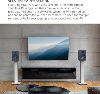 Kanto REN 200W Powered Speaker System with HDMI ARC Input for TV & Home Theater | USB-C and Bluetooth 5.3 | High/Low Pass Filter | Pair | Matte Blue