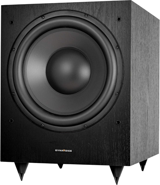 DYNAVOICE Magic MW-12 Zwart Mat Actieve 12 inch Subwoofer 180W RMS 250W Max Downfire Bassreflex Fase en Low Pass Regeling RCA en High Level Aansluiting voor Home Cinema en HiFi