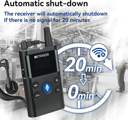 Draadloos Tourguide Systeem 1 Zender 10 Ontvangers – Gidsensysteem – Rondleidingssysteem – Communicatiesysteem – Tourguide Set – Tweerichtingscommunicatie – Bereik Tot Ca. 280 M Buitenshuis