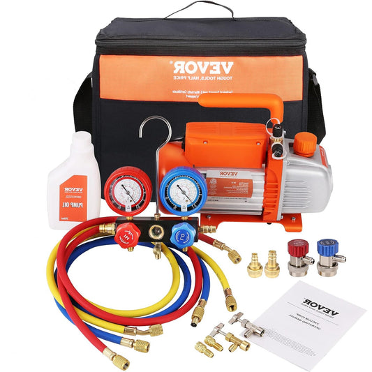 Vacuümpomp – Vacuümpompset – Airco Vacuümpomp – Koelsysteem Vacuümpomp – HVAC Vacuümpomp – 150W Krachtige Motor – Nauwkeurige Manifold Manometerset