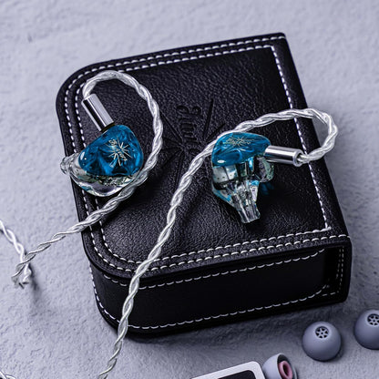 Linsoul Kiwi Ears Orchestra Lite Performance Custom 8BA in-Ear Monitor IEM met Afneembare 4-aderige 7N Zuurstofvrij Koper OFC-kabel, Handgemaakte Faceplate voor Audiofiele Studiomuzikant(Blauw)