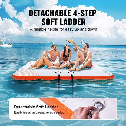 VEVOR Opblaasbaar zwemdok, 2,13 x 2,13 m, opblaasbaar dockplatform, antislip water-zwemdockmat met draagbare draagtas en afneembare ladder, zwemplatform-eilandvlot voor zwembad