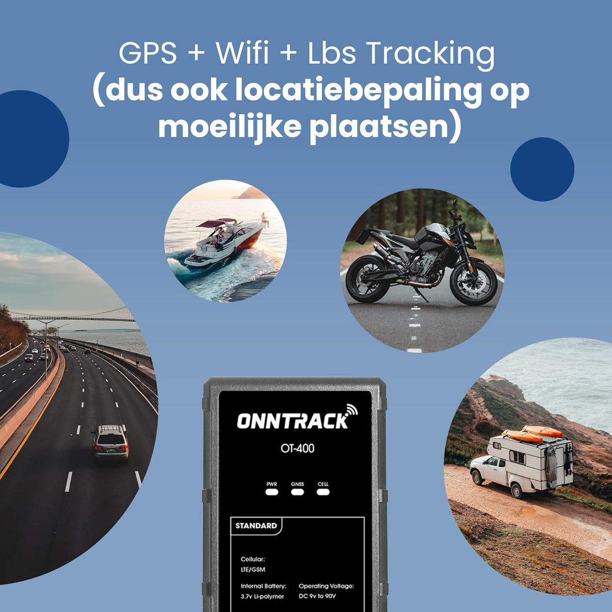 400 GPS-tracker | Ingebouwde tracker | Levenslang gratis tracking | Tracker voor auto | Peilzender | Werkt zonder abonnement