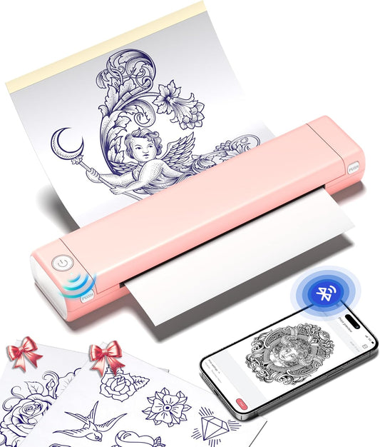 Phomemo M08F Tattoo Printer, Tattoo Transfer Printer with 10pcs Tattoo Transfer Paper for Tattoo Artists, Beginners, Compatible with Smartphones, Tablet, PC - QUORE
