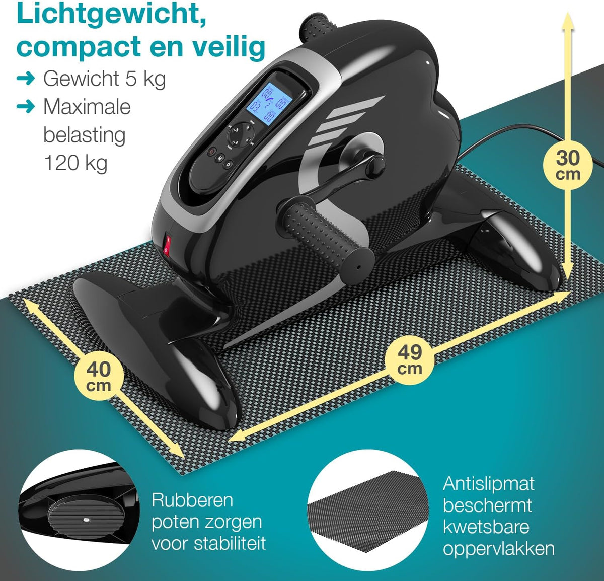 ELONEO Mini Hometrainer Fiets - 2in1 Arm en Been Oefenapparaat Zittend, Gemotoriseerd, 12 Snelheidsinstellingen, LCD-Display, Zittende Trainer voor Thuis, Sofa, of Onder Bureau