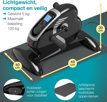 ELONEO Mini Hometrainer Fiets - 2in1 Arm en Been Oefenapparaat Zittend, Gemotoriseerd, 12 Snelheidsinstellingen, LCD-Display, Zittende Trainer voor Thuis, Sofa, of Onder Bureau
