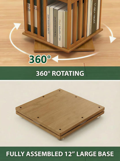 Draaibare Boekenkast – Rotatie Kast – Swivel Boekenkast – Boekenplank – Opbergkast – 360° Draaiend – Hoog 190cm – Ruimtebesparend Bamboe