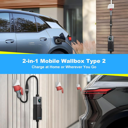 <font dir="auto" style="vertical-align: inherit;"><font dir="auto" style="vertical-align: inherit;">        Mobile Wallbox 22 kW three-phase, EV charger type 2 32 A with T2 cable 5 m, charging station for electric cars, IP66, adjustable current with Schuk