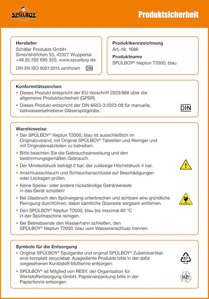 Glazenwasapparaat – Glazenspoeler – Glasreiniger – Handglaswasser – Telescopisch Glazenreiniger – Waterbesparend – Hygiënisch zonder Chemicaliën