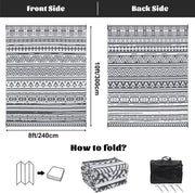 Buiten Vloerkleed - Buitenkleden - Buitentapijt - Opvouwbaar - UV-bestendig - Waterdicht - Omkeerbaar - Buitenmatten - voor Buiten - Balkon - Strand - Picknick -Terras - Rechthoekig - 240 x 300 cm - Grijs