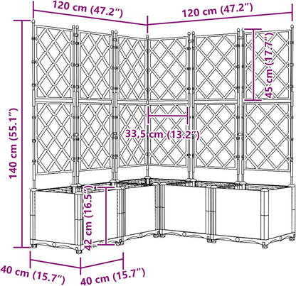 vidaXL Garden Planter with Trellis 5 pieces Grey 120x120x143cm - QUORE