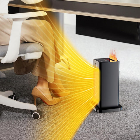 Elektrische Kachel - Keramische Ventilatorkachel - 1500W - met LED Luchtbevochtiger - 90° Oscillerende - Thermostaat - Timer 1-12 u - 15℃- 45℃ Warmtestanden - Afstandsbediening - Eco- & Ventilatormodus - 18 x 16 x 28.5 cm - Zwart