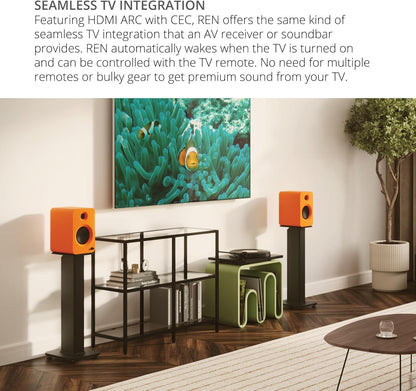 Actieve Stereospeaker Set – Speakerset – Stereospeakers – TV Speakers – Boekenplankspeakers – Set Van 2, Mat Oranje – 200W Vermogen – HDMI ARC Met CEC
