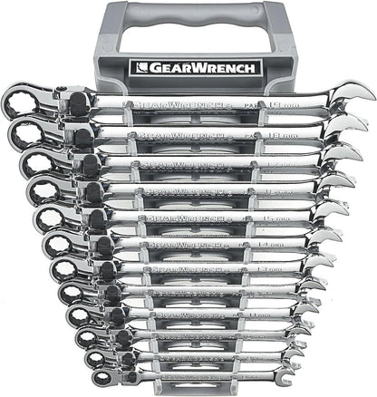 Tandwielsleutel 12 st. 12 Pt. XL Vergrendeling Flex Head Ratcheting Combinatiesleutel Set, Metrisch - 85698