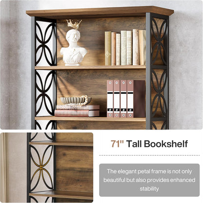 Tribesigns 6 Tier Bookshelf, 71 Inch Metal Frame Industrial Bookcase, Freestanding Open Storage Shelves for Home Office, Living Room, Bedroom