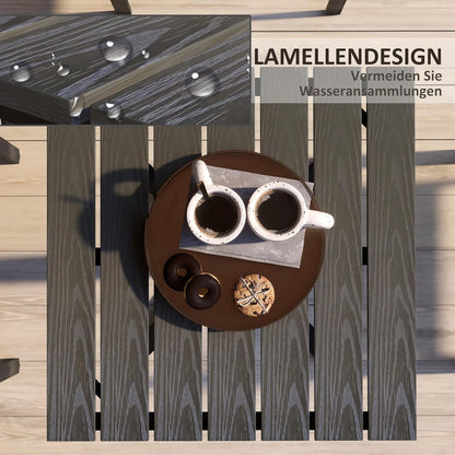 Tuintafel – Balkontafel – Terrastafel – Tuinmeubel – Eettafel – Grijs – Houtlook Kunststof Blad – Lichtgewicht Aluminium Frame