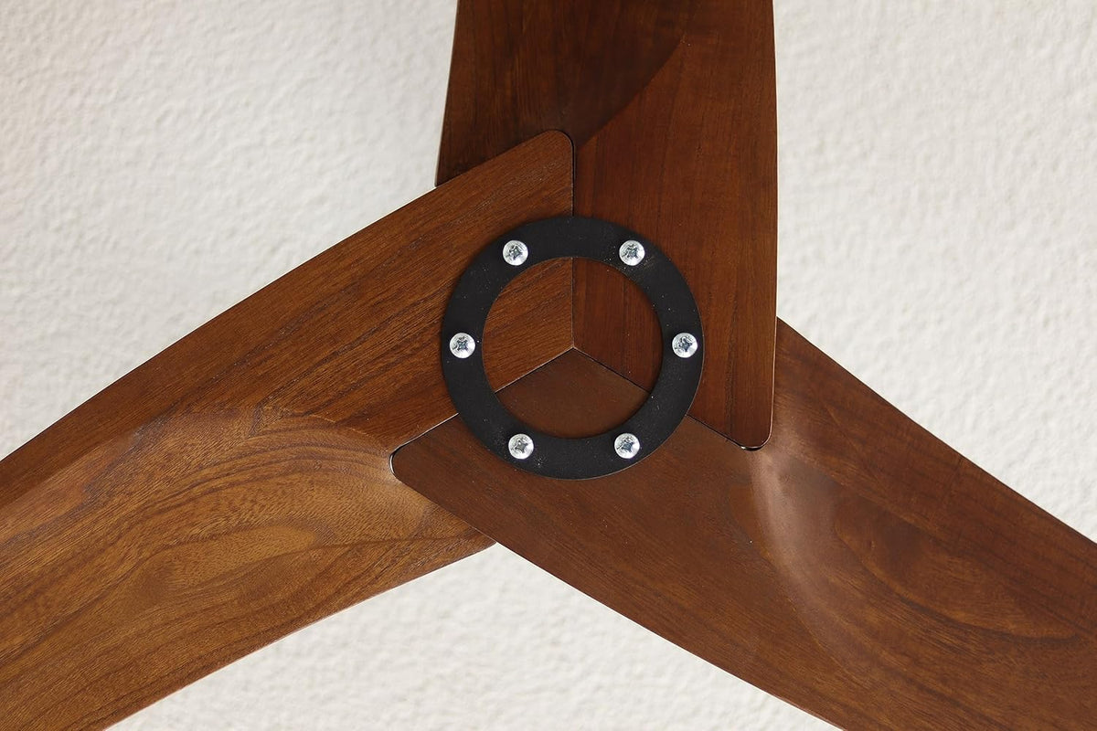 Pepeo Lypsi plafondventilator met afstandsbediening | Zeer stille plafondventilator met achteruitloop en timerfunctie. Ventilator diameter 142 cm. Kleur: zwart/donker hout