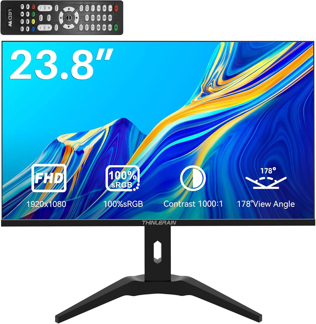 27 inch pc-monitor 1920x1080p led-beeldscherm computer display AMD FreeSync, 100% sRGB, VGA/HDMI/AV/BNC/USB ingebouwde luidsprekers, 60hz, 5ms, VESA, zwart