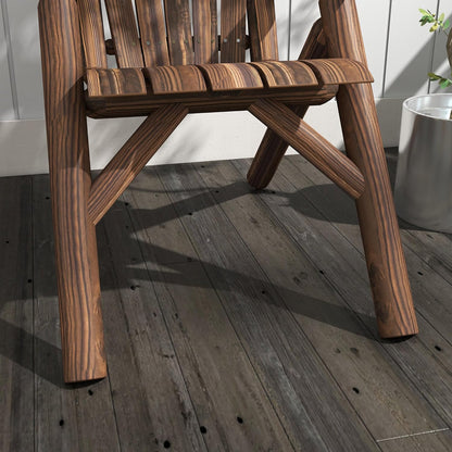 Outsunny Adirondack Garden Chair Wooden Chair High Backrest with Armrest Pine Wood Charred 83 x 68 x 101 cm - QUORE