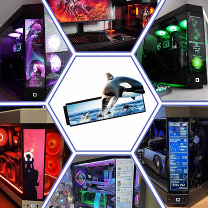 VSDISPLAY PC Case Display voor Y60 Computer Box, 12.6 inch 1920X515 IPS eDP LCD Monitor Scherm, met 2Video Poort