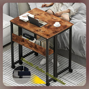 Computertafel - Computerbureau - Laptoptafel - Inklapbaar Kleine Tafel - Werktafel - Bijzettafel - met Wieltjes - Opvouwbare - IndustriëLe Stijl - voor - Thuis - Kantoor - 80 x 58 x 79 cm - Vintage Koffie