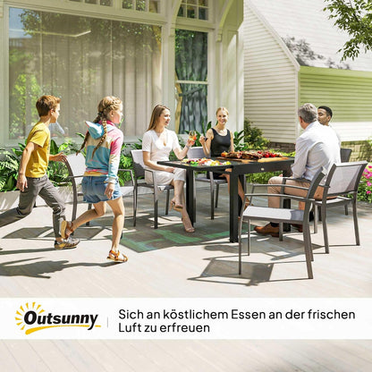 Outsunny Gartentisch ausziehbar Aluminium 160x80cm Wetterfest Buffettisch mit Aluminiumrahmen, rutschfest Campingtisch für 4-6 Persons Balcony für Outdoor Garten Terrasse Balcony Schwarz