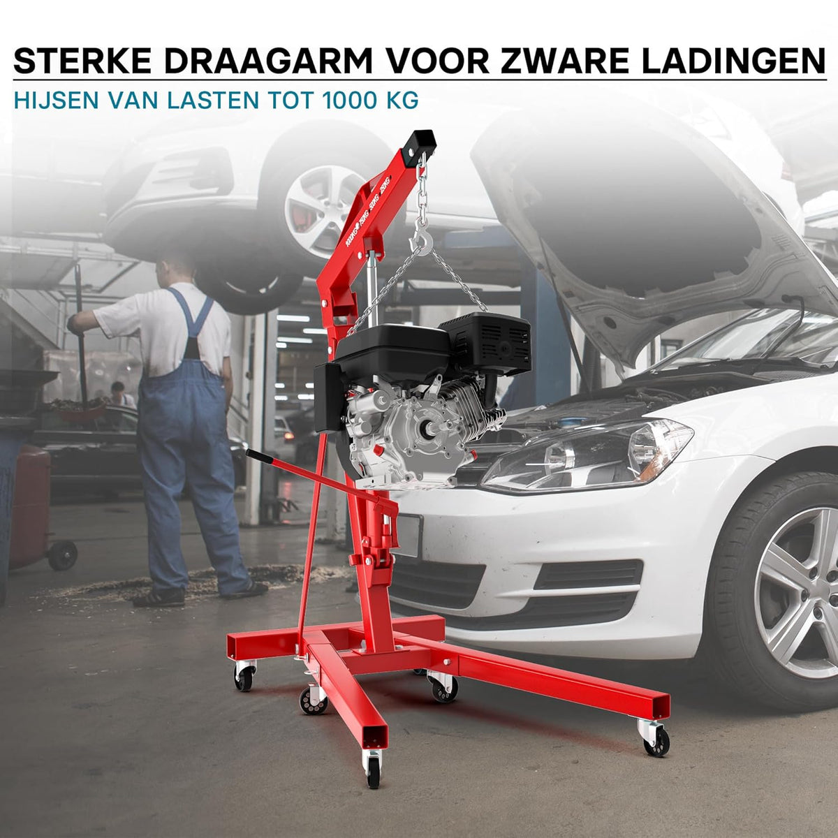 Workshop crane for loads up to 1000 kg collapsible crane arm 857-1135 mm motor block valve motor crane