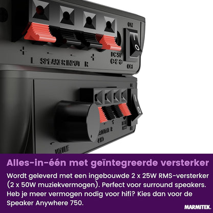 Marmitek Surround Anywhere 221 - Draadloze audiozender – Digitale verbinding met lage latentie – Zonder vertraging – Ingebouwde versterker & volumeregeling – Draadloze surround speakers
