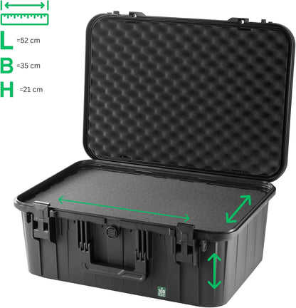 TOMcase ECO Pro, duurzame beschermkoffer gemaakt van 100% gerecycled plastic, met schuimrubberen inleg, waterdicht & stootvast, lichtgewicht draagkoffer, universele koffer, gemaakt in EU, zwart, zwart
