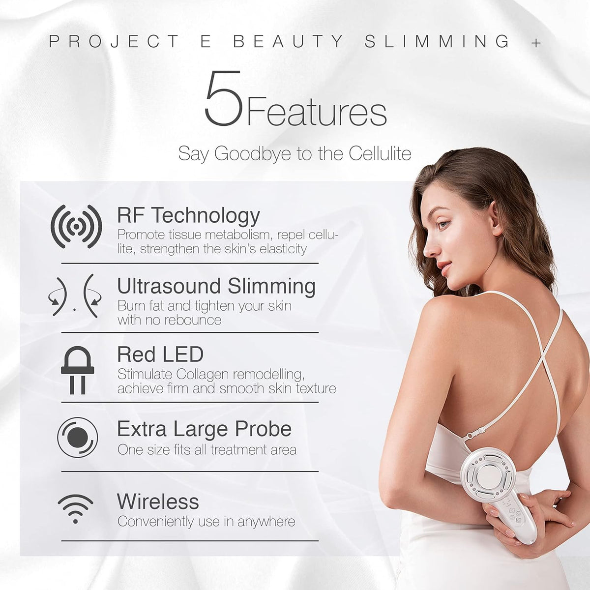 LED+ Radiofrequentie Slimming Therapie – Cavitatie Apparaat – Body Shaper – Lichaamsmassager – Vormgevend Apparaat – 3-In-1 Technologie – 3 Intensiteitsniveaus