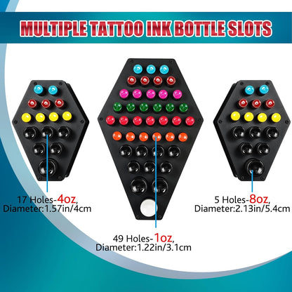 POARMEEY Tattoo Inkt Rack Tattoo Houder, 68 Gaten Tattoo Permanente Make-up Pigment Inkt Flessenhouder Stand Rack Organizer